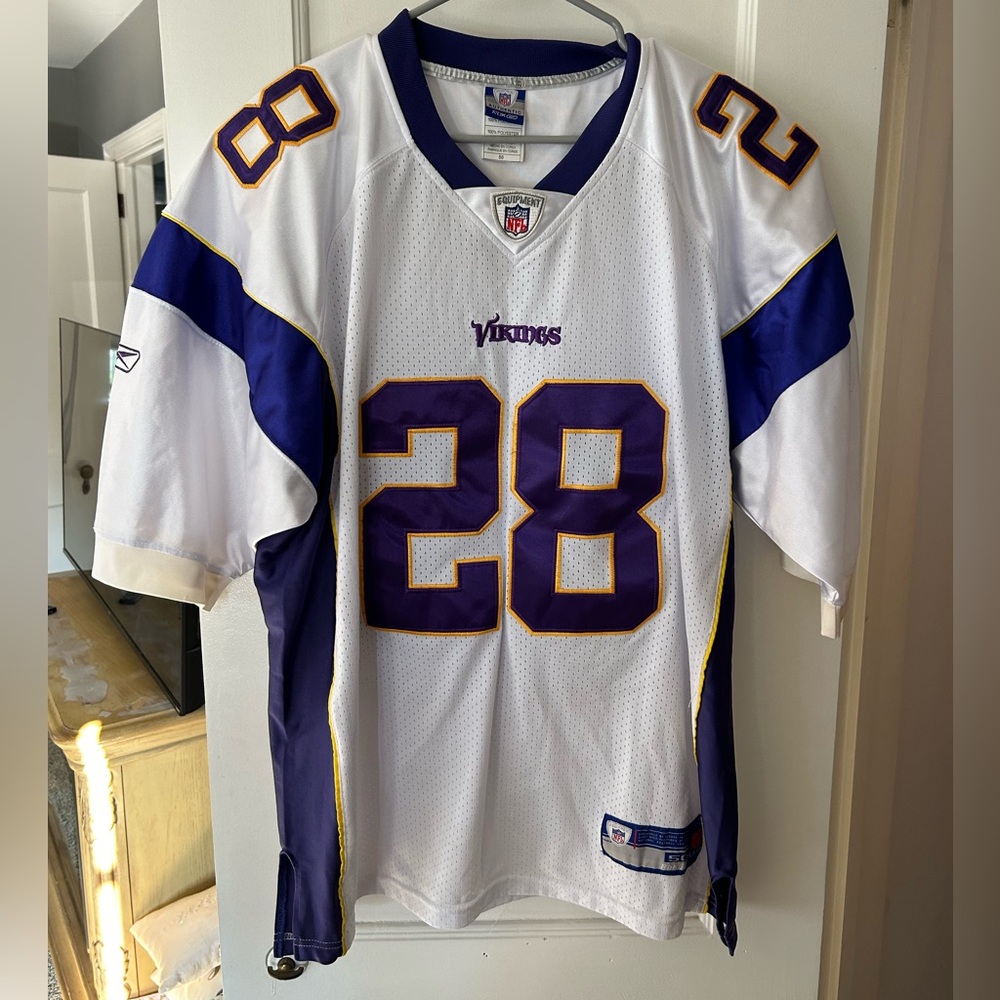 Peterson Reebok Authentic NFL Jersey in White and Purple